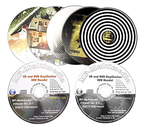 CD Rohlinge Bedrucken Lassen CD-R Glossy Weiß 80min/700MB Bedruckt in UV-Druck Wasserfest und Kratzfest - 50 Stück von MP-Pro