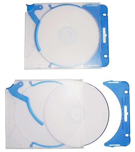 Ejector Slimcase CD Hüllen zum Abheften Transparent mit CD-Auswerfern und Gelochte Abheftbaren Verschluss-Bügel in Blau für Ordner - 10 Stück (Blau) von MP-Pro