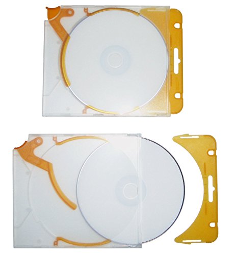 Ejector Slimcase CD Hüllen zum Abheften Transparent mit CD-Auswerfern und Gelochte Abheftbaren Verschluss-Bügel in Orange für Ordner - 10 Stück (Orange) von MP-Pro