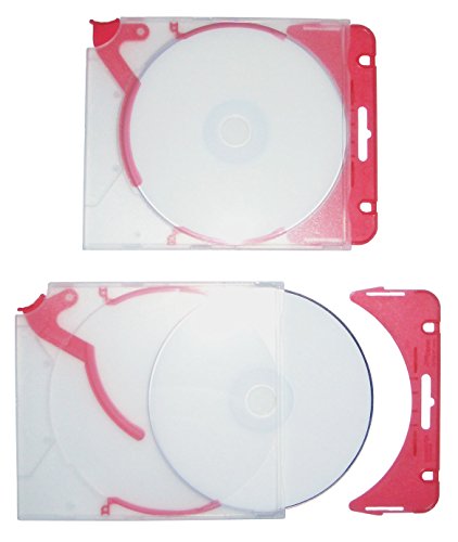Ejector Slimcase CD-Hüllen zum Abheften Transparent mit CD-Auswerfern und Gelochte Abheftbaren Verschluss-Bügel in Rot – 10 Stück (Rot) von MP-Pro