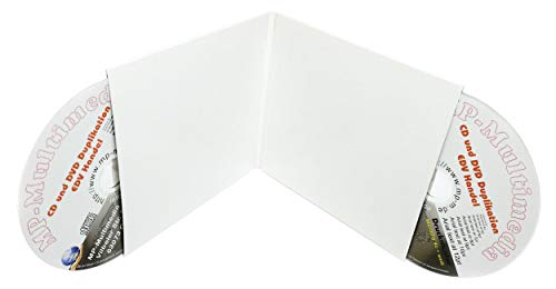 Leere Doppel CD Hüllen 2fach 25/50/100 Stk. CD Kartonstecktaschen aus Karton Weiß mit Klarlack Versiegelt CD Papphüllen Doppelt für 2 CD/DVD/Blu-ray - 100 Stück von MP-Pro