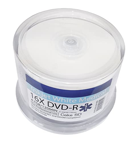 MP-Pro Bedruckbare Archival DVD-Rohlinge 4,7GB DVD-R Medical Inkjet Printable Weiß - 50er Cake-Box von MP-Pro