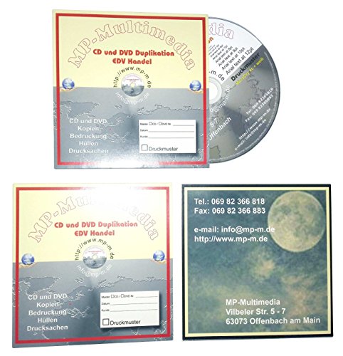 MP-Pro CD-Kartonstecktaschen Bedrucken Lassen CD-Hüllen aus Karton Farbig Bedruckt und mit Klarlack Glänzend Versiegelt - 100 Stück von MP-Pro