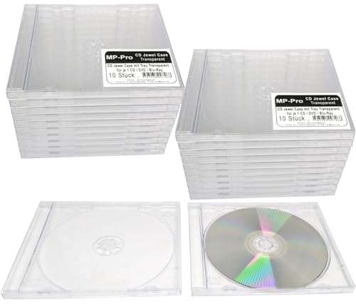 MP-Pro Leere Jewel Case CD-Hüllen Transparent mit Single CD-Tray Transparent oder Schwarz, A-Grade Qualität (20 Stück Transparent) von MP-Pro