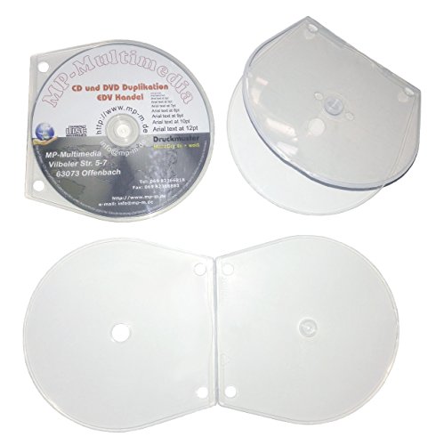 MP-Pro Plastik CD Hüllen zum Abheften 25/50/100 Stück Shell Slim-Case CD-Hüllen Abheftbar aus PP Plastik Transparent Unzerbrechlich Gelocht zum Abheften in Ordnern - 50 Stück (2X 25) von MP-Pro