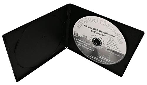 Soft Slim Case CD Hüllen Schwarz 1er/2er mit Außenfolie Transparent für Papier-Einleger - 50 Stück (1er Schwarz) von MP-Pro