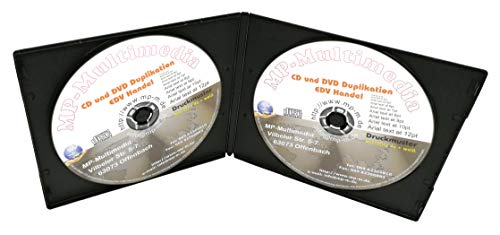 Soft Slimcase Doppel-CD-Hüllen aus PP Schwarz 1er/2er mit Außenfolie Transparent für Papier-Einleger - 50 Stück (2er Schwarz) von MP-Pro