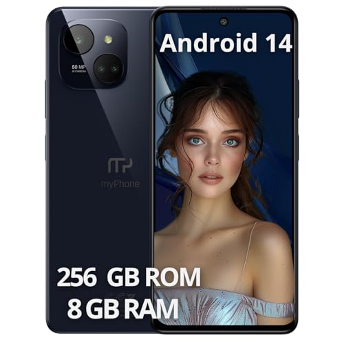 Limitiertes schlankes und Elegantes Smartphone NFC-Funktion ohne Vertrag myPhone N23 Plus 5G Midnight Blue + Akku 5000mah Kamera 50mpx, FHD+ Display 256 GB, bis zu16GB RAM Android 14. 6'78 Zoll von MP myPhone