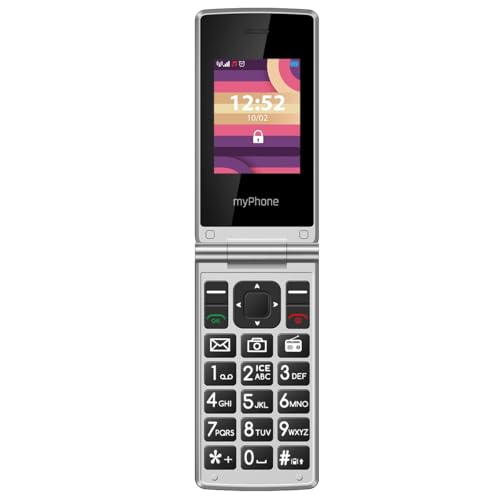 MP myPhone Tango LTE Seniorenhandy ohne Vertrag, 2.4" und 1.77" Displays, klappbar, Klapphandy Mobiltelefon, große Tasten, 1400mAh Lange Akku, 4G, Dual-SIM, mit Notruftaste, Ladegerät Kamera, Silber von MP myPhone