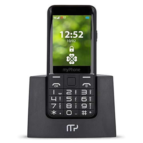 myPhone Halo Q+ 4family Senioren-Telefon mit Ladestation, 2,8 Zoll großes Display, Starke 1400 mAh Batterie, 2Mpx Kamera, große Tasten, Fotokontakte, 3G, SOS-Taster, Taschenlampe, Dual-SIM von MP myPhone