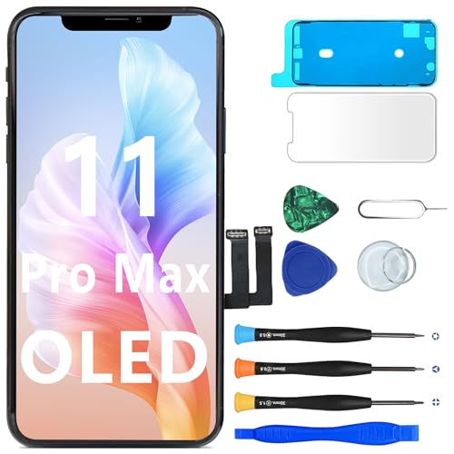 MP+ Ersatzbildschirm für iPhone 11 Pro Max [OLED], [Full HD] [COF] 3D-Touch-Retina-Display, Digitizer mit Reparaturwerkzeug-Set und wasserdichtem Kleber von MP+