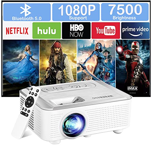 Mini Beamer MPBEKING, Unterstützt 1080p Beamer Full HD, 7500 Lumen Portable Beamer, Heimkino Beamer mit Bluetooth Kompatibel mit Smartphone/Laptop/Firestick von MPBEKING