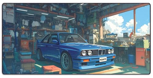 Manga Motors Benjis-BMW Großes Gaming-Mauspad WFH für den Schreibtisch (Benjis-BMW, AeroGlyde-Gewebe, groß (94 x 43,2 cm) von MPCO.