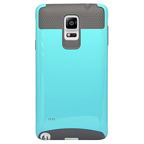 MPG Bumper Hülle für Samsung Galaxy Note 4 Handyhülle Schutzhülle Case Cover, Robust, Stoßfest, Dual Layer, Türkis Grau von MPG