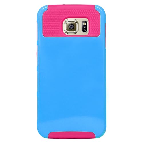 MPG Bumper Hülle für Samsung Galaxy S6 Handyhülle Schutzhülle Case Cover, Robust, Stoßfest, Dual Layer, Blau Pink von MPG