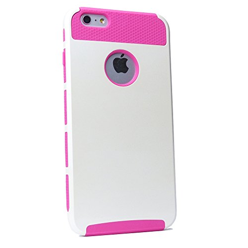 MPG Bumper Hülle für iPhone 6 / 6S Handyhülle Schutzhülle Case Cover, Robust, Stoßfest, Dual Layer, Weiß Pink von MPG