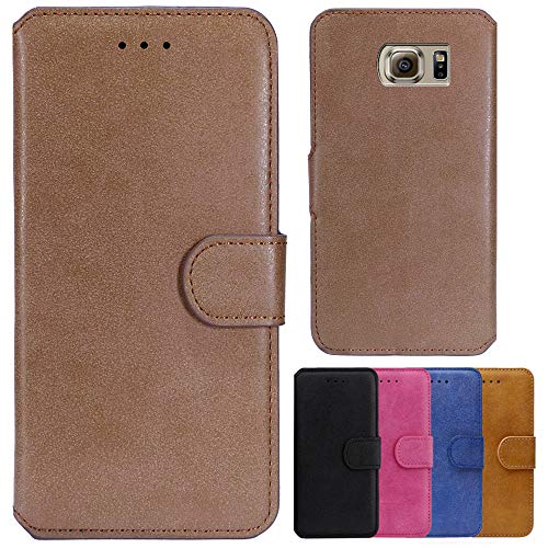 MPG Handyhülle für Samsung Galaxy S6 Hülle Flip Case Klappbar Tasche Magnetisch Klapphülle Schutzhülle für Samsung Galaxy S6 - Braun (Mokka) von MPG