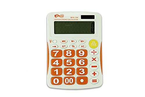 Calculator - Taschenrechner, orange Farbe, große Zahlen, gut sichtbare Zahlen, geeignet für Büros, Haushalte, Geschäfte, 150x110 mm von MPM Quality