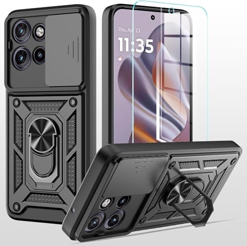 MQERYBV hülle für Motorola Edge 60 Fusion Handyhülle Kameraschutz Slide Camera mit Glasfolie Schutzfolie, 360 Grad Drehbar Metall Ring Fallschutz Handy Hüllen Outdoor Schutzhülle Cover Schwarz MQERYBV hülle für Motorola Edge 60 Fusion Handyhülle Kameraschutz Slide Camera mit Glasfolie Schutzfolie, 360 Grad Drehbar Metall Ring Fallschutz Handy Hüllen Outdoor Schutzhülle Cover Schwarz von MQERYBV