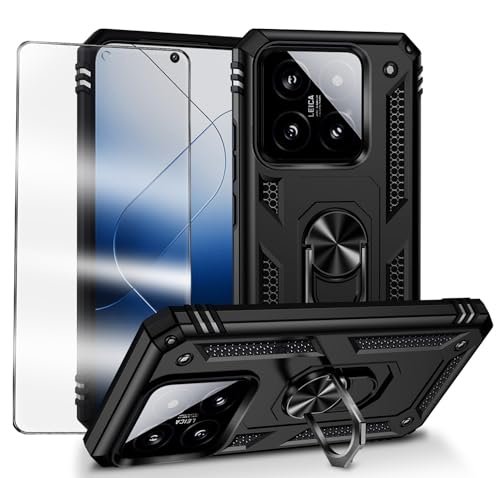 MQERYBV hülle für Xiaomi 14 Handyhülle mit 1 Stück Panzer Schutz Glas , 360 Grad Drehbar Metall Ring Fallschutz Handy Hüllen Outdoor Schutzhülle Cover Schwarz MQERYBV hülle für Xiaomi 14 Handyhülle mit 1 Stück Panzer Schutz Glas , 360 Grad Drehbar Metall Ring Fallschutz Handy Hüllen Outdoor Schutzhülle Cover Schwarz von MQERYBV