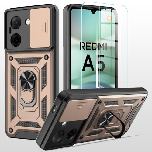 MQERYBV hülle für Xiaomi Redmi A5 Handyhülle Kameraschutz Slide Camera mit Glasfolie Schutzfolie, 360 Grad Drehbar Metall Ring Fallschutz Handy Hüllen Outdoor Schutzhülle Cover,Gold MQERYBV hülle für Xiaomi Redmi A5 Handyhülle Kameraschutz Slide Camera mit Glasfolie Schutzfolie, 360 Grad Drehbar Metall Ring Fallschutz Handy Hüllen Outdoor Schutzhülle Cover,Gold von MQERYBV