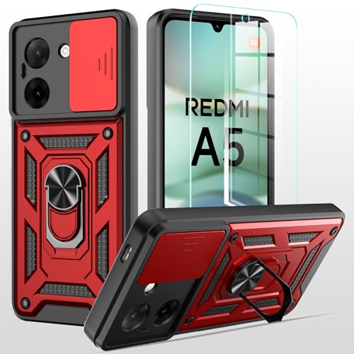 MQERYBV hülle für Xiaomi Redmi A5 Handyhülle Kameraschutz Slide Camera mit Glasfolie Schutzfolie, 360 Grad Drehbar Metall Ring Fallschutz Handy Hüllen Outdoor Schutzhülle Cover,Rot MQERYBV hülle für Xiaomi Redmi A5 Handyhülle Kameraschutz Slide Camera mit Glasfolie Schutzfolie, 360 Grad Drehbar Metall Ring Fallschutz Handy Hüllen Outdoor Schutzhülle Cover,Rot von MQERYBV