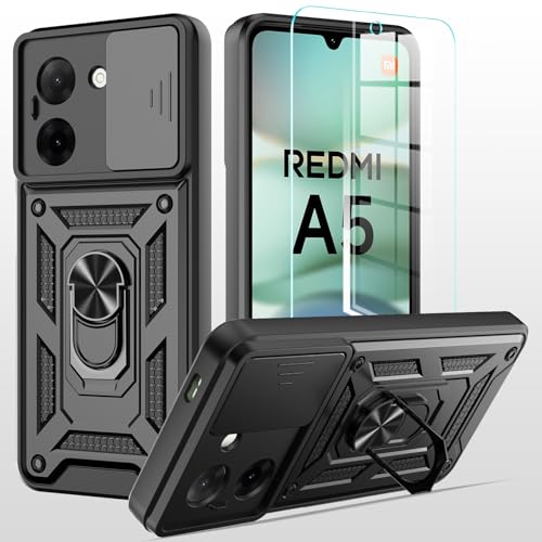 MQERYBV hülle für Xiaomi Redmi A5 Handyhülle Kameraschutz Slide Camera mit Glasfolie Schutzfolie, 360 Grad Drehbar Metall Ring Fallschutz Handy Hüllen Outdoor Schutzhülle Cover,Schwarz MQERYBV hülle für Xiaomi Redmi A5 Handyhülle Kameraschutz Slide Camera mit Glasfolie Schutzfolie, 360 Grad Drehbar Metall Ring Fallschutz Handy Hüllen Outdoor Schutzhülle Cover,Schwarz von MQERYBV