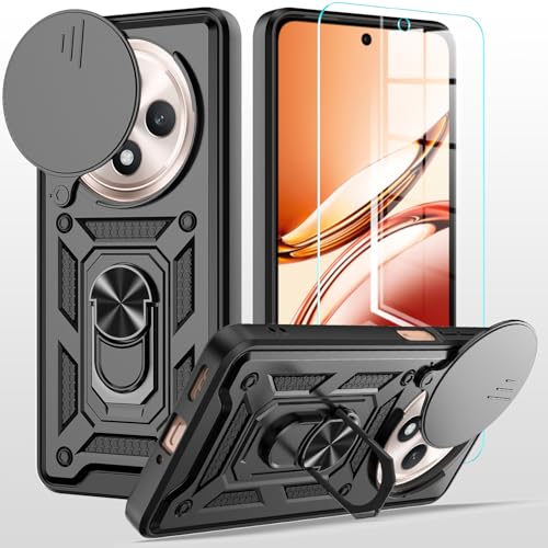 hülle für Oppo Reno 12 F 5G / Oppo Reno 12 FS 5G Handyhülle mit 1 Stück Panzer Schutz Glas , 360 Grad Drehbar Metall Ring Fallschutz Handy Hüllen Outdoor Schutzhülle Cover Schwarz hülle für Oppo Reno 12 F 5G / Oppo Reno 12 FS 5G Handyhülle mit 1 Stück Panzer Schutz Glas , 360 Grad Drehbar Metall Ring Fallschutz Handy Hüllen Outdoor Schutzhülle Cover Schwarz von MQERYBV