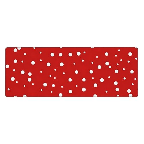 Extra großes Mauspad – rot und weiß gepunktet, Computer-Mauspad mit rutschfester Unterseite und genähtem Rand, 30,5 x 78,7 cm Extra großes Mauspad – rot und weiß gepunktet, Computer-Mauspad mit rutschfester Unterseite und genähtem Rand, 30,5 x 78,7 cm von MQGMZ