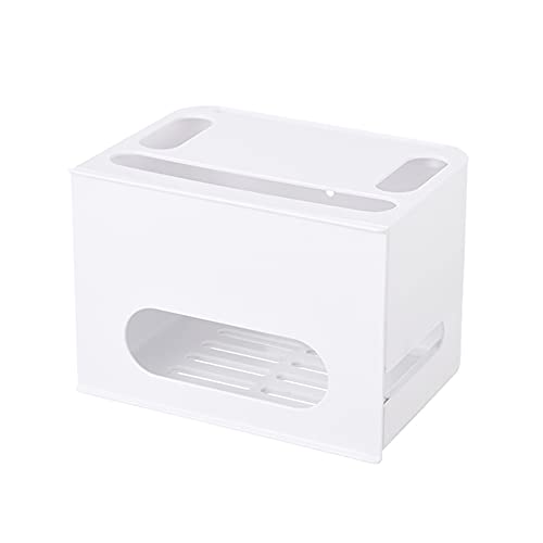 Schwimmendes Regal für TV-Komponenten, an der Wand montierte Medienkonsole für Smart-Lautsprecher, Router und Kabelspeicher/Weiß / 290×210×200mm Schwimmendes Regal für TV-Komponenten, an der Wand montierte Medienkonsole für Smart-Lautsprecher, Router und Kabelspeicher/Weiß / 290×210×200mm von MQKQ