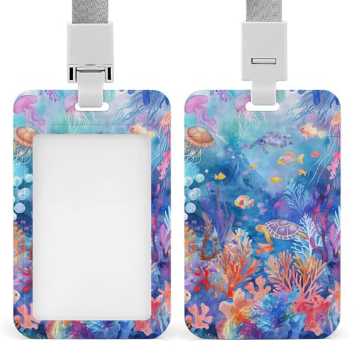 Id-Kartenhalter Arbeitsschildhalter Mit Lanyard Aquarell Schildkröte Qualle Unterwasser Id-Kartenhalter Arbeitsschildhalter Mit Lanyard Id-Kartenhalter Arbeitsschildhalter Mit Lanyard Aquarell Schildkröte Qualle Unterwasser Id-Kartenhalter Arbeitsschildhalter Mit Lanyard von MQSSYOA