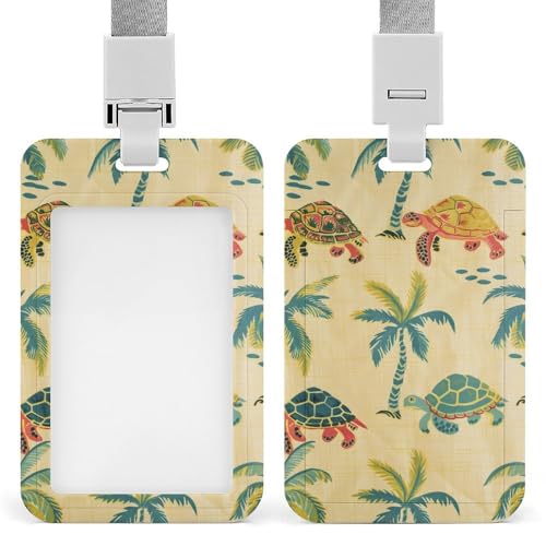 Id-Kartenhalter Arbeitsschildhalter Mit Lanyard Meeresschildkröte Palme Drucken Id-Kartenhalter Arbeitsschildhalter Mit Lanyard von MQSSYOA