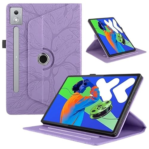 MQVQAUBST 360-Grad-Drehabdeckung, geeignet for Lenovo Xiaoxin Pad Pro 2025 12,7 Zoll TB373FU TB375FC, PU-Leder-Tablet-Hülle mit Standfunktion(Purple) von MQVQAUBST