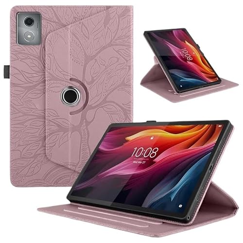 MQVQAUBST 360 Grad drehbare Tablet-Hülle, geeignet for Lenovo Tab K11 Plus-Hülle 11,45 Zoll, 3D-Baum-geprägte Standabdeckung(Rose Gold) von MQVQAUBST