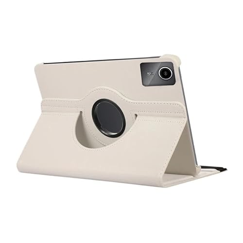 MQVQAUBST 360 Grad drehbarer Ständer for Tablet-Hülle, geeignet for Lenovo M11 TB-330FU 11 Zoll, PU-Lederhülle(Beige White) von MQVQAUBST