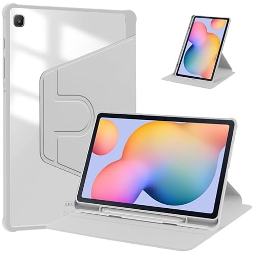 MQVQAUBST 360° drehbare Smart-Tablet-Abdeckung, geeignet for Samsung Galaxy Tab S6 Lite 2020 2022 2024 10,4-Zoll-Hülle mit Bleistifthalter(Gray,S6 Lite 2024) von MQVQAUBST