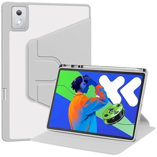 MQVQAUBST 360° drehbare Tablet-Abdeckung aus Acryl mit Ständer, geeignet for Lenovo Idea Tab Pro 12,7 Zoll TB373FU 2025, mit Stifthalter(Gray) von MQVQAUBST