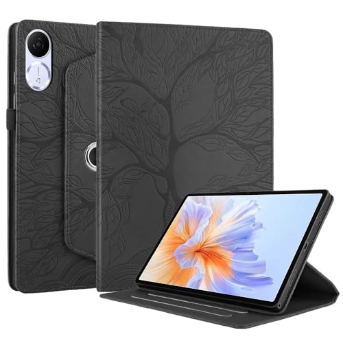 MQVQAUBST 360° drehbare Tablet-Hülle, geeignet for Samsung Galaxy Tab S10 FE Plus 13 Zoll 2025, 3D-Baum-geprägte Business-PU-Lederhülle(Black) von MQVQAUBST