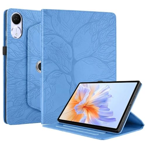 MQVQAUBST 360° drehbare Tablet-Hülle, geeignet for Samsung Galaxy Tab S10 FE Plus 13 Zoll 2025, 3D-Baum-geprägte Business-PU-Lederhülle(Blue) von MQVQAUBST