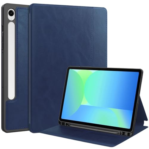 MQVQAUBST Business-Tablet-Hüllen geeignet for Samsung Galaxy S10 FE Plus 11 Zoll SM-X520 SM-X526 2025 PU-Leder Stoßfester Schutz(Blue) von MQVQAUBST