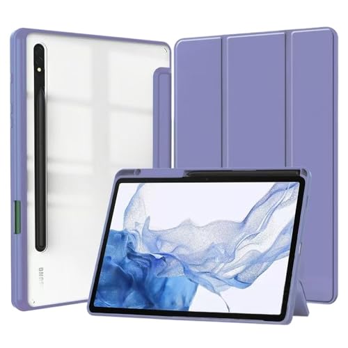 MQVQAUBST Dreifach Faltbare Smart-Tablet-Hülle, geeignet for Samsung Tab S10 FE Plus 13,1 Zoll SM-X620, klare Rückseite mit Stift-Slof(Purple) von MQVQAUBST