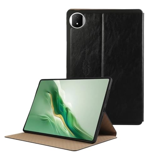 MQVQAUBST PU-Leder Flip Einfachheit Druck Blume stoßfeste Tablet-Hülle geeignet for Huawei Honor MagicPad 2 12,3 Zoll 2024 Hülle(Black) von MQVQAUBST
