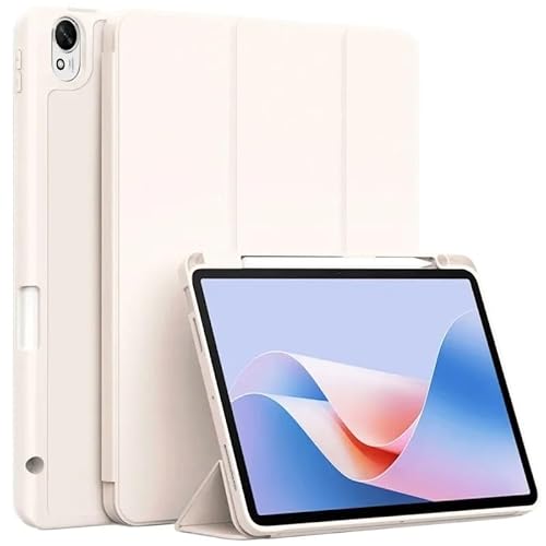 MQVQAUBST Smart Tablet Case passend for Huawei MatePad 11.5 2023 11.5S 2024 Trifold PU Lederständer Soft Back Cover mit Stiftschlitz(Ivory White,Matepad 11.5S 2024) von MQVQAUBST