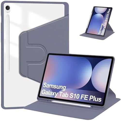 MQVQAUBST Tablet-Hülle passend for Samsung Galaxy Tab S10 FE Plus 13,1 Zoll X620 PU-Leder Acryl Klar Hard Cover mit Stifthalter(Gray) von MQVQAUBST