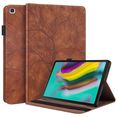 MQVQAUBST Tablet-Hülle passend for Samsung Galaxy Tab S5E 10,5 Zoll SM-T725, süße PU-Lederhülle mit 3D-Blumenprägung(Brown) von MQVQAUBST