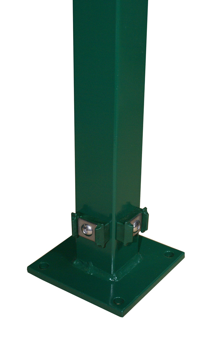MR-Shop Eckpfosten grün RAL 6005 mit Bodenplatte, Klemmhalter, Moosgrün, 2.030 mm von MR-Shop