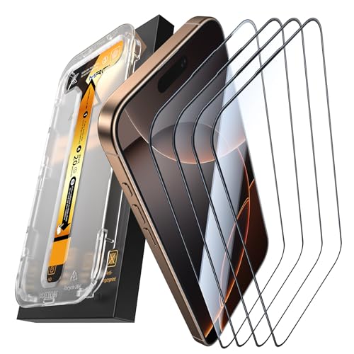 MRGLAS 4 Stück für iPhone 16 Pro Max für Panzerglas Displayschutzfolie [Full Screen] TOP Bruchsicherheit Folie Schutzfolie 9H+ Schutzglas [Auto-Installation] Anti-Fingerabdruck von MRGLAS