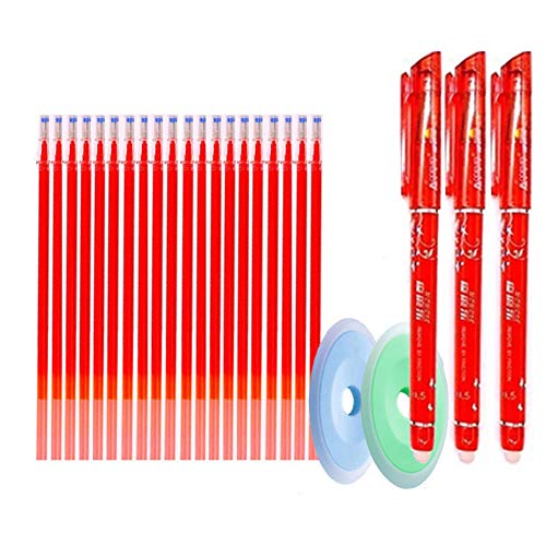 25-teiliges Set Kugelschreiberminen Gelschreiber rot radierbar, Schaft 0,5 mm, waschbarer Griff, radierbar, magischer Stift für Stifte, Schule, Schreibwerkzeug, Kawaii, Schreibwaren von MROOFUL