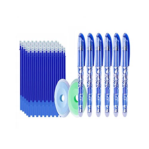 50 St眉ck/Charge Radierbare Gelschreiber-Nachf眉ller Set Nadel 0,5 mm blaue Tinte, 6 Stifte & 50 minen & 2 Radiergummis Vorteilsset Schule B眉robedarf von MROOFUL