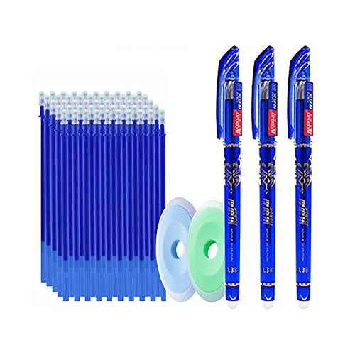 55 Stück Kinder Studends radierbare Stifte Nachfüllsets Blau Schwarz Gel-Tintenroller Reibungsstifte Studienzubehör (blau) von MROOFUL